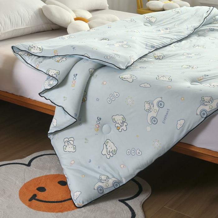 91家纺网 家纺一手货源 找家纺  （爆款花型 长期款 不断货）幼儿园宝宝婴儿被子儿童夏凉被牛奶针织棉夏凉被大豆被夏被空调被春秋被冬被 M系列--汽车小象