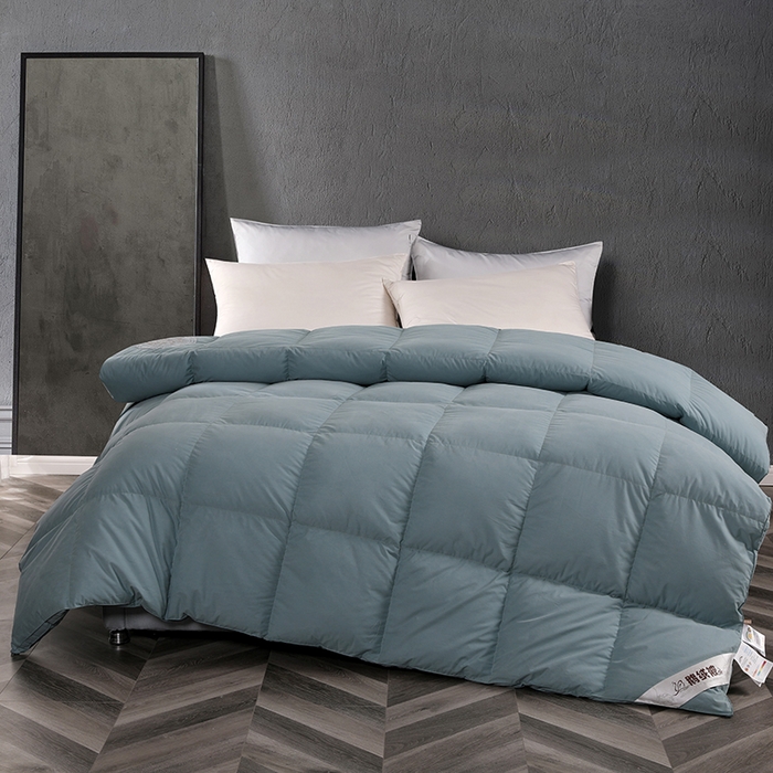 91家纺网 家纺一手货源 找家纺 呆头鹅羽绒工厂店 2025新款100支全棉磨毛刺绣款羽绒被 白鹅绒鸭绒被子被芯羽绒工厂店 冰蓝