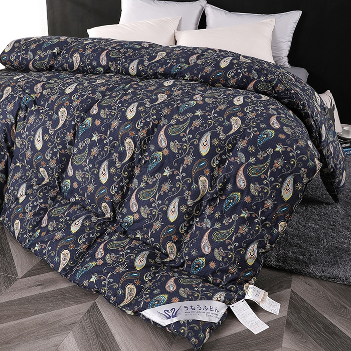 91家纺网 家纺一手货源 找家纺 呆头鹅羽绒工厂店 2025新款100支全棉印花羽绒被 白鹅绒鸭绒被子被芯羽绒工厂店 小轻奢宝石蓝