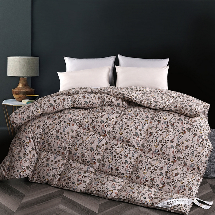 91家纺网 家纺一手货源 找家纺 呆头鹅羽绒工厂店 2025新款100支全棉印花羽绒被 白鹅绒鸭绒被子被芯羽绒工厂店 小轻奢米黄