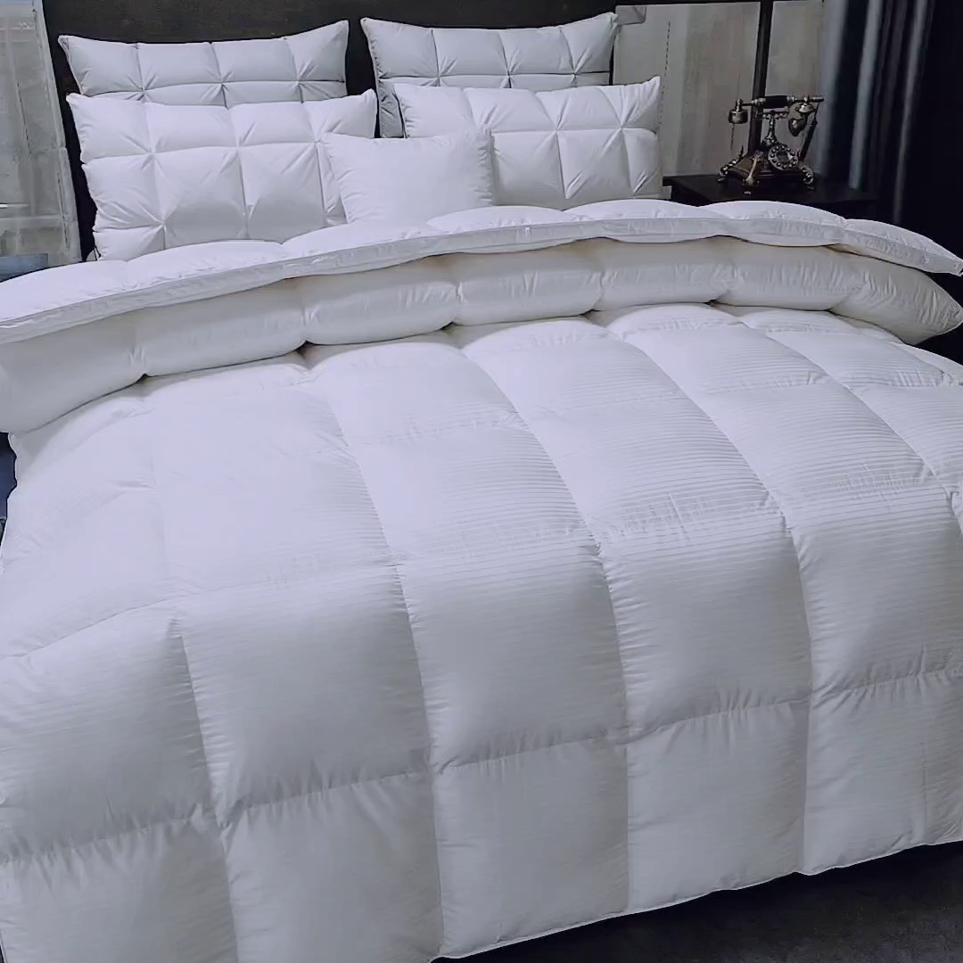 91家纺网 家纺一手货源 找家纺 呆头鹅羽绒工厂店 2025新款100支全棉缎纹羽绒被 白鹅绒鸭绒被子被芯羽绒工厂店 白色缎纹