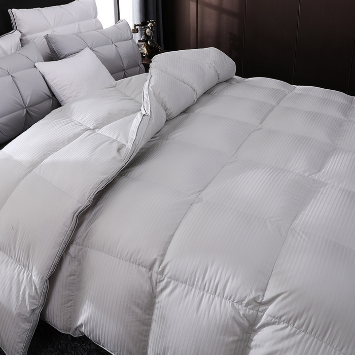 91家纺网 家纺一手货源 找家纺 呆头鹅羽绒工厂店 2025新款100支全棉缎纹羽绒被 白鹅绒鸭绒被子被芯羽绒工厂店 灰色缎纹