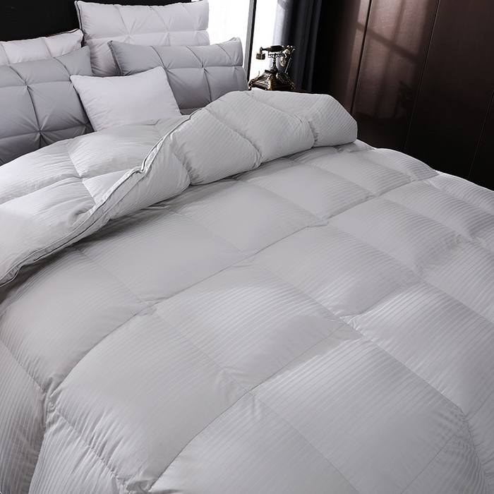 91家纺网 家纺一手货源 找家纺 呆头鹅羽绒工厂店 2025新款100支全棉缎纹羽绒被 白鹅绒鸭绒被子被芯羽绒工厂店 灰色缎纹