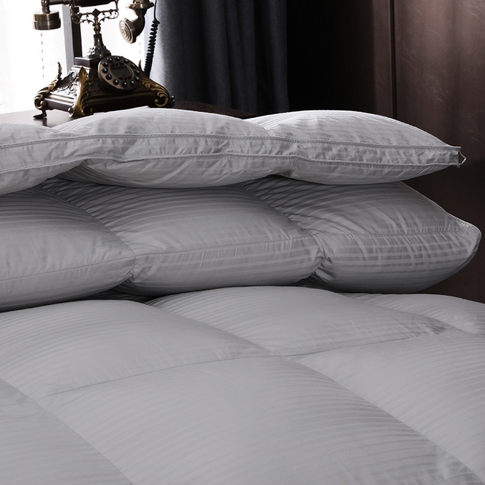 91家纺网 家纺一手货源 找家纺 呆头鹅羽绒工厂店 2025新款100支全棉缎纹羽绒被 白鹅绒鸭绒被子被芯羽绒工厂店 灰色缎纹