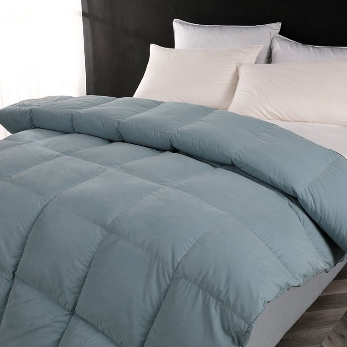 91家纺网 家纺一手货源 找家纺 呆头鹅羽绒工厂店 2025新款100支全棉磨毛刺绣款羽绒被 白鹅绒鸭绒被子被芯羽绒工厂店 冰蓝