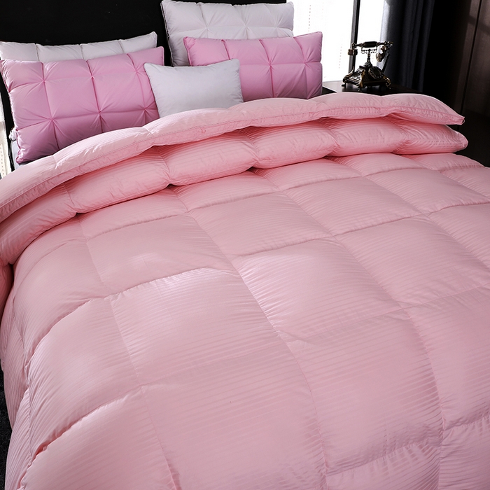 91家纺网 家纺一手货源 找家纺 呆头鹅羽绒工厂店 2025新款100支全棉缎纹羽绒被 白鹅绒鸭绒被子被芯羽绒工厂店 粉色缎纹