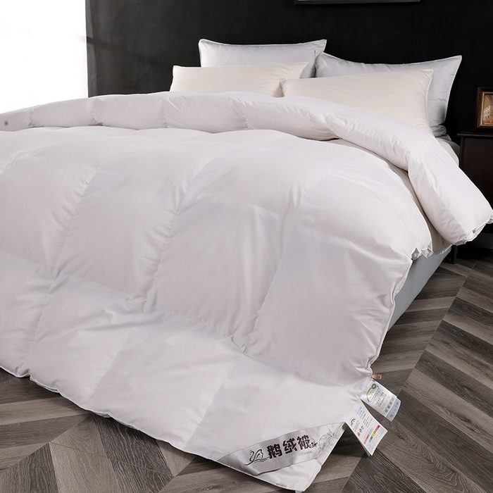 91家纺网 家纺一手货源 找家纺 呆头鹅羽绒工厂店 2025新款100支全棉磨毛刺绣款羽绒被 白鹅绒鸭绒被子被芯羽绒工厂店 白色