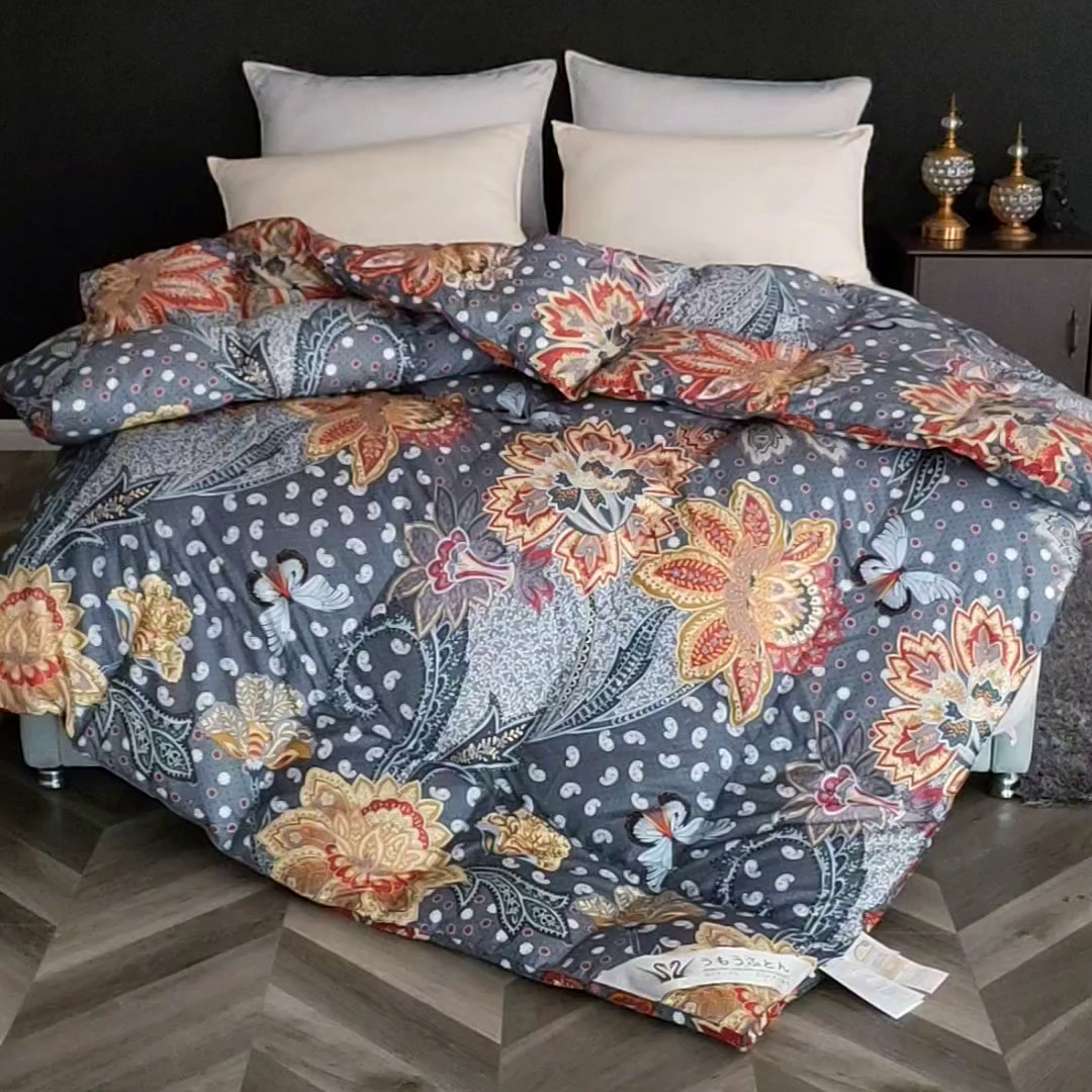 91家纺网 家纺一手货源 找家纺 呆头鹅羽绒工厂店 2025新款100支全棉印花羽绒被 白鹅绒鸭绒被子被芯羽绒工厂店 梦蝶