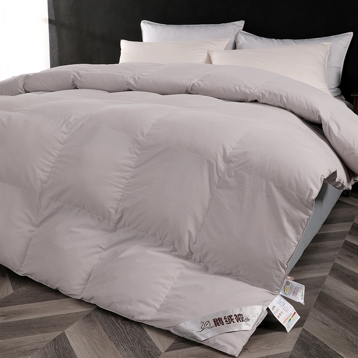 91家纺网 家纺一手货源 找家纺 呆头鹅羽绒工厂店 2025新款100支全棉磨毛刺绣款羽绒被 白鹅绒鸭绒被子被芯羽绒工厂店 灰色
