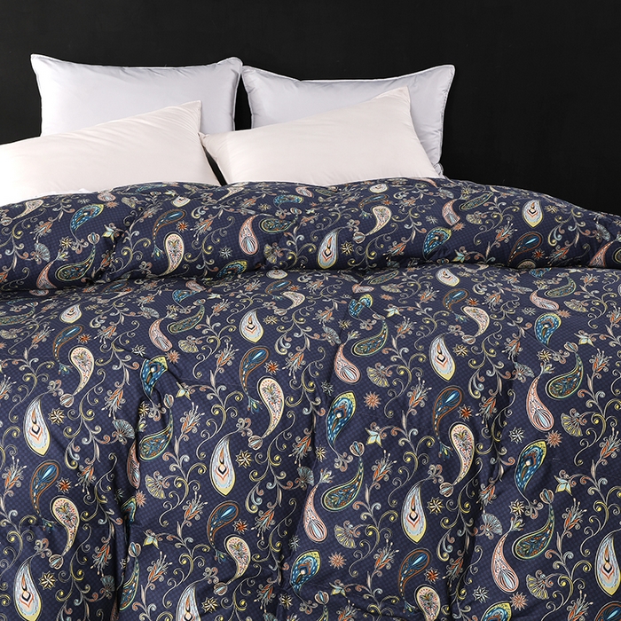 91家纺网 家纺一手货源 找家纺 呆头鹅羽绒工厂店 2025新款100支全棉印花羽绒被 白鹅绒鸭绒被子被芯羽绒工厂店 小轻奢宝石蓝