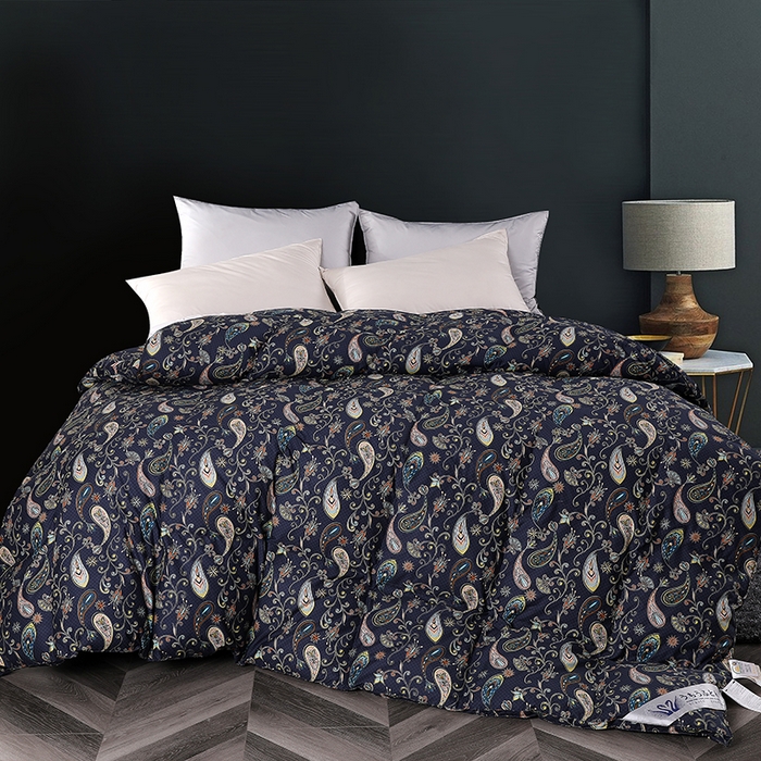 91家纺网 家纺一手货源 找家纺 呆头鹅羽绒工厂店 2025新款100支全棉印花羽绒被 白鹅绒鸭绒被子被芯羽绒工厂店 小轻奢宝石蓝