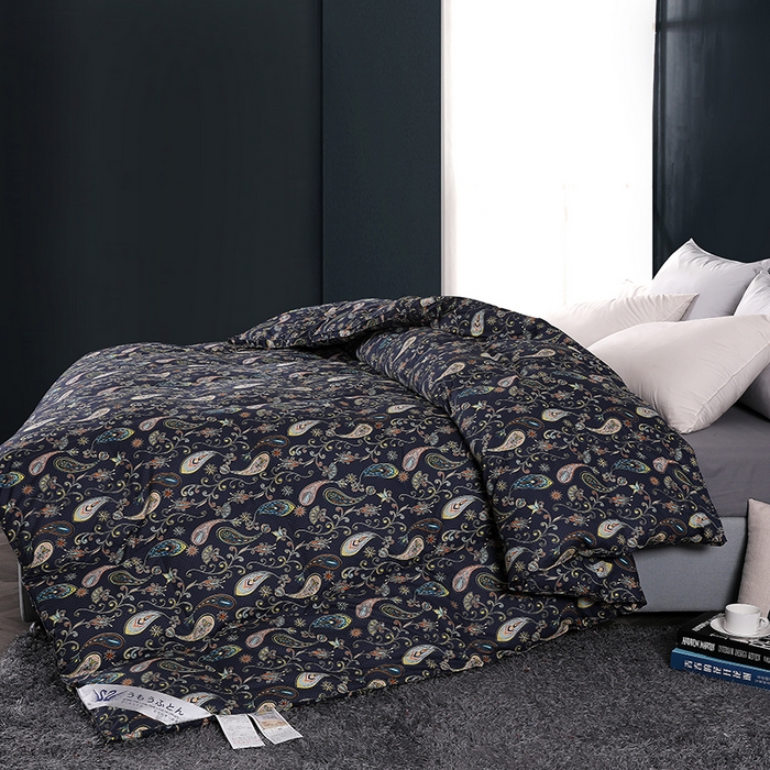 91家纺网 家纺一手货源 找家纺 呆头鹅羽绒工厂店 2025新款100支全棉印花羽绒被 白鹅绒鸭绒被子被芯羽绒工厂店 小轻奢宝石蓝