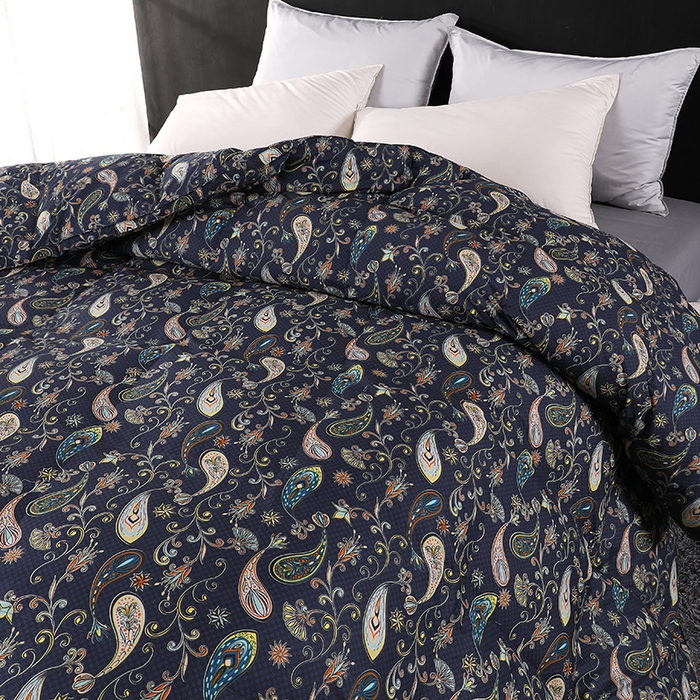 91家纺网 家纺一手货源 找家纺 呆头鹅羽绒工厂店 2025新款100支全棉印花羽绒被 白鹅绒鸭绒被子被芯羽绒工厂店 小轻奢宝石蓝