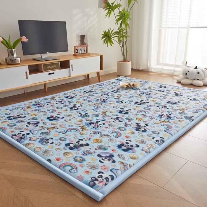 91家纺网 家纺一手货源 找家纺 （总）薇梦蚊帐 2025新款凉感丝印花地垫爬爬垫儿童垫学生垫