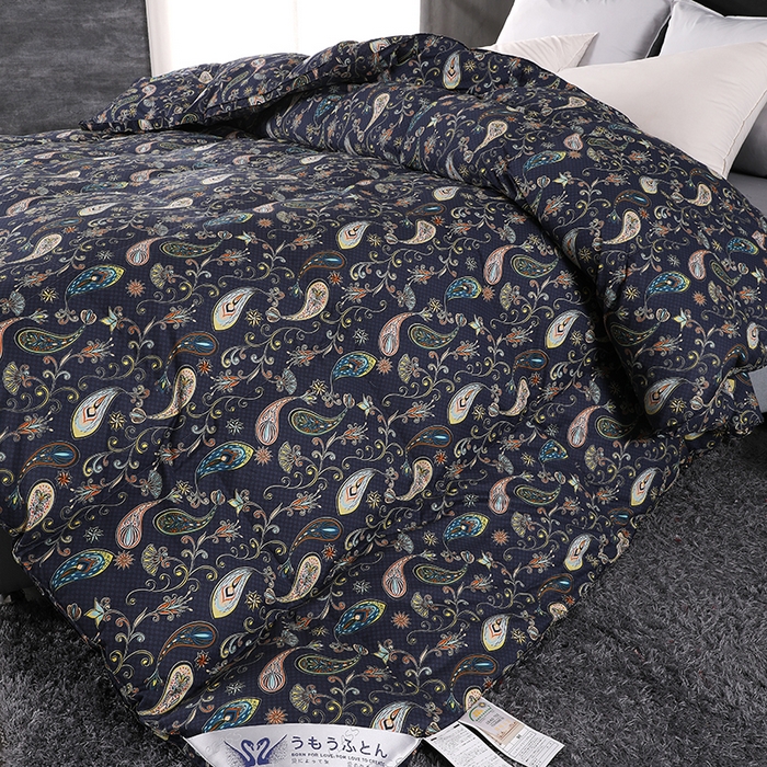 91家纺网 家纺一手货源 找家纺 呆头鹅羽绒工厂店 2025新款100支全棉印花羽绒被 白鹅绒鸭绒被子被芯羽绒工厂店 小轻奢宝石蓝