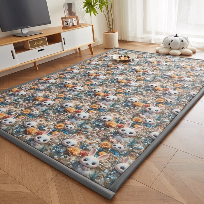 91家纺网 家纺一手货源 找家纺 （总）薇梦蚊帐 2025新款凉感丝印花地垫爬爬垫儿童垫学生垫