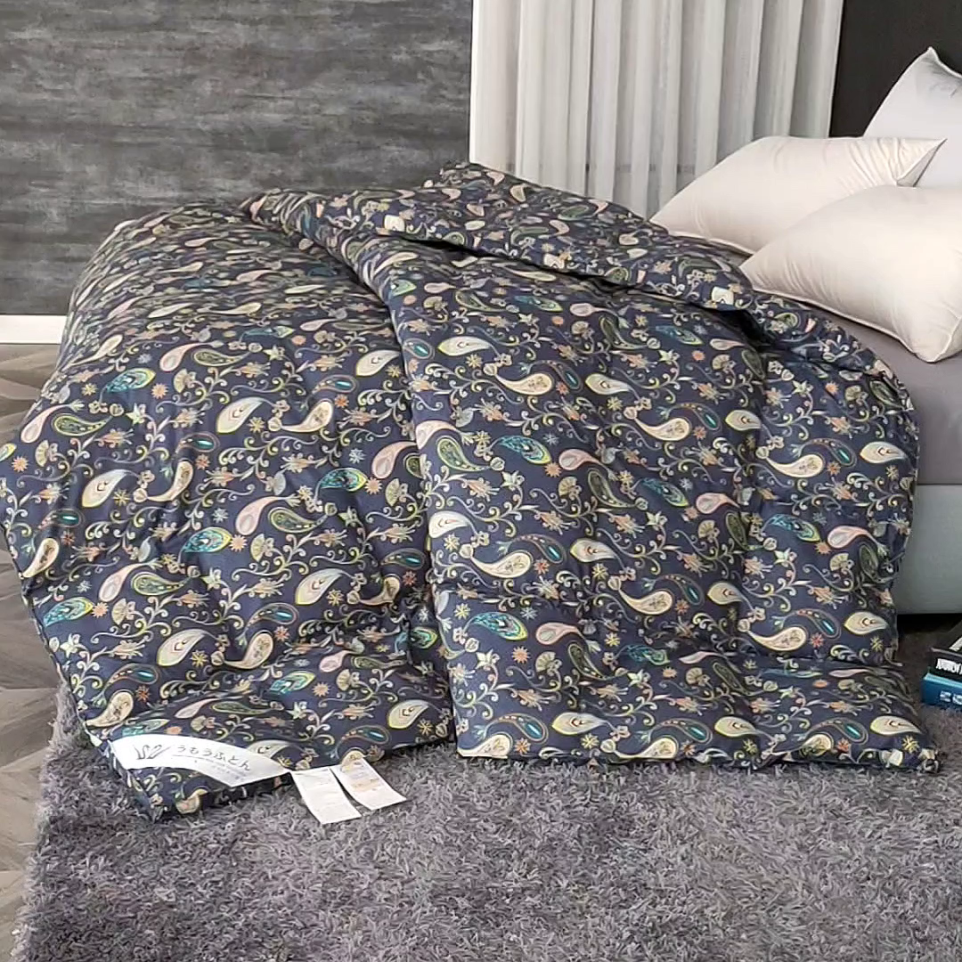 91家纺网 家纺一手货源 找家纺 呆头鹅羽绒工厂店 2025新款100支全棉印花羽绒被 白鹅绒鸭绒被子被芯羽绒工厂店 小轻奢宝石蓝