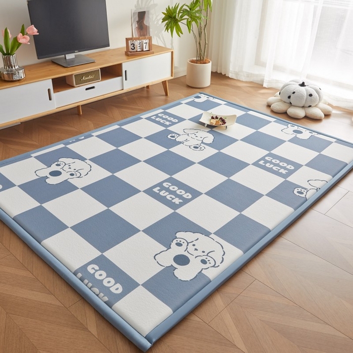 91家纺网 家纺一手货源 找家纺 薇梦蚊帐 2025新款凉感丝印花地垫 小奶狗