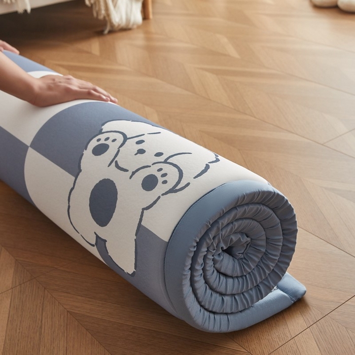 91家纺网 家纺一手货源 找家纺 薇梦蚊帐 2025新款凉感丝印花地垫 小奶狗