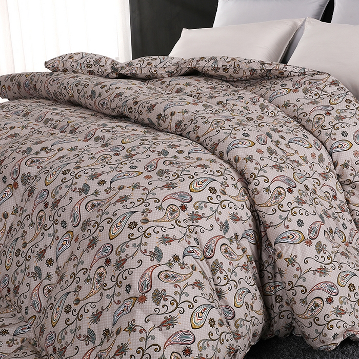 91家纺网 家纺一手货源 找家纺 呆头鹅羽绒工厂店 2025新款100支全棉印花羽绒被 白鹅绒鸭绒被子被芯羽绒工厂店 小轻奢米黄