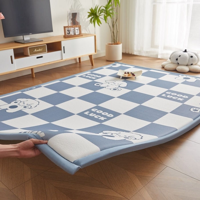 91家纺网 家纺一手货源 找家纺 薇梦蚊帐 2025新款凉感丝印花地垫 小奶狗