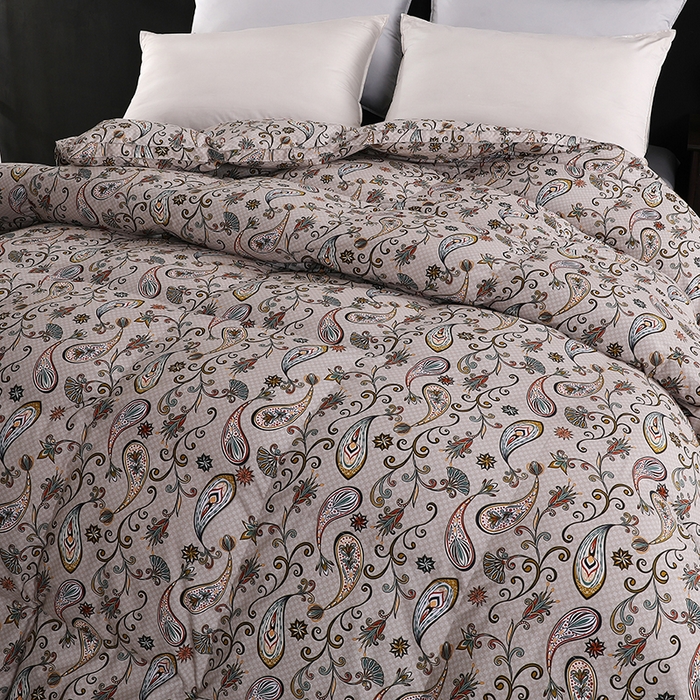 91家纺网 家纺一手货源 找家纺 呆头鹅羽绒工厂店 2025新款100支全棉印花羽绒被 白鹅绒鸭绒被子被芯羽绒工厂店 小轻奢米黄