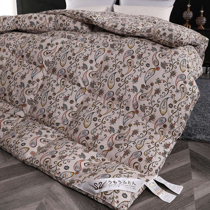 91家纺网 家纺一手货源 找家纺 呆头鹅羽绒工厂店 2025新款100支全棉印花羽绒被 白鹅绒鸭绒被子被芯羽绒工厂店 小轻奢米黄