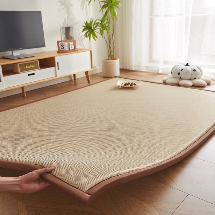 91家纺网 家纺一手货源 找家纺 薇梦蚊帐 2025新款凉感丝印花地垫 饼干格