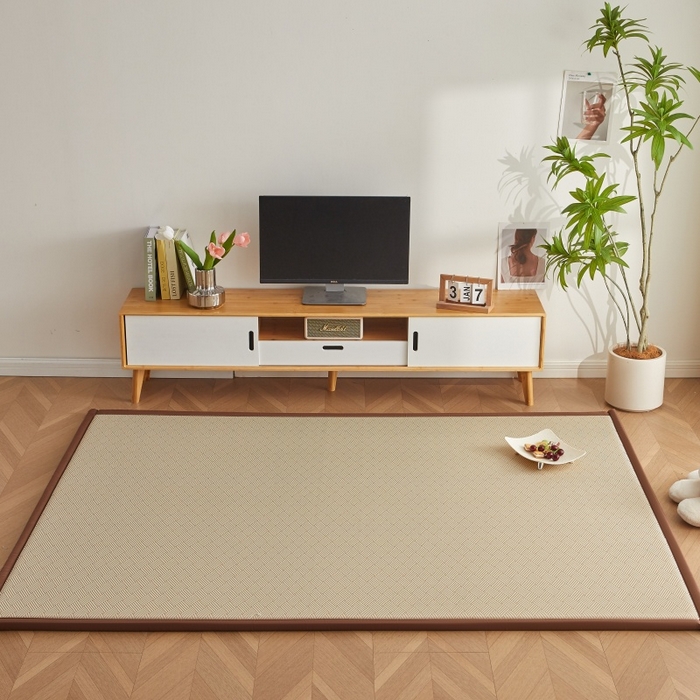 91家纺网 家纺一手货源 找家纺 薇梦蚊帐 2025新款凉感丝印花地垫 饼干格