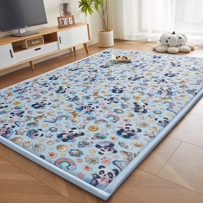 91家纺网 家纺一手货源 找家纺 薇梦蚊帐 2025新款凉感丝印花地垫 浪漫熊宝