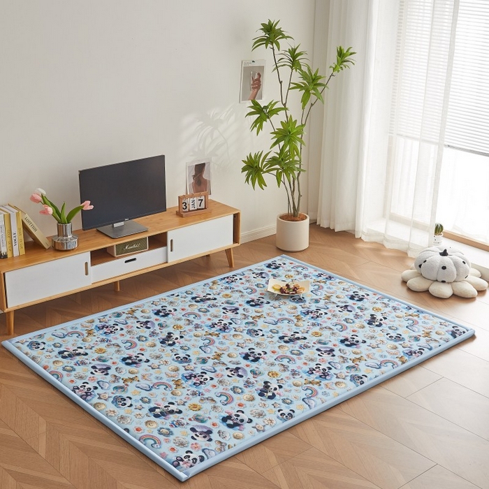 91家纺网 家纺一手货源 找家纺 薇梦蚊帐 2025新款凉感丝印花地垫 浪漫熊宝