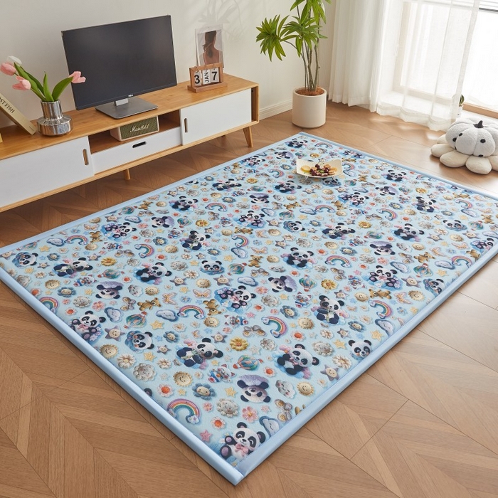 91家纺网 家纺一手货源 找家纺 薇梦蚊帐 2025新款凉感丝印花地垫 浪漫熊宝