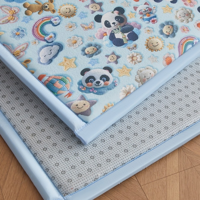 91家纺网 家纺一手货源 找家纺 薇梦蚊帐 2025新款凉感丝印花地垫 浪漫熊宝