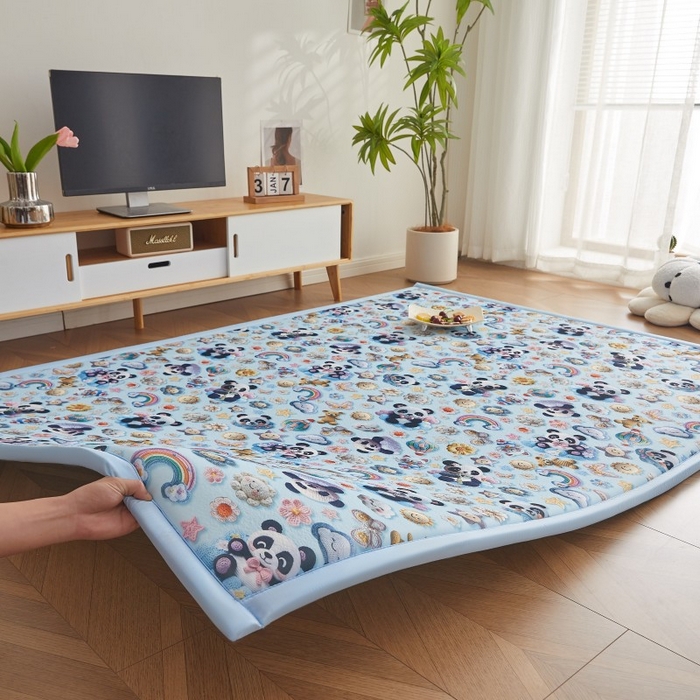 91家纺网 家纺一手货源 找家纺 薇梦蚊帐 2025新款凉感丝印花地垫 浪漫熊宝