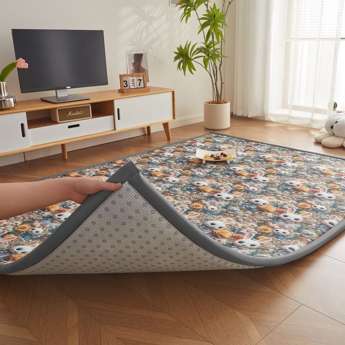 91家纺网 家纺一手货源 找家纺 薇梦蚊帐 2025新款凉感丝印花地垫 萌萌兔