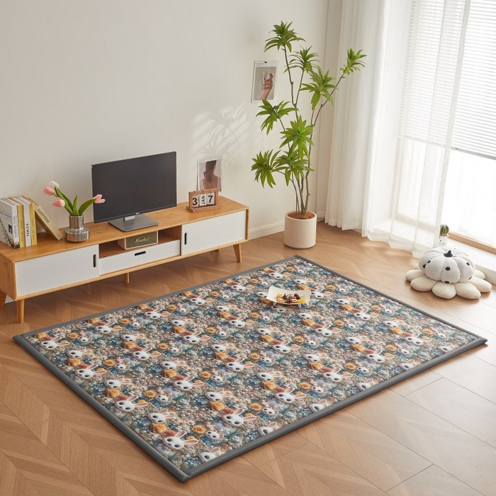 91家纺网 家纺一手货源 找家纺 薇梦蚊帐 2025新款凉感丝印花地垫 萌萌兔