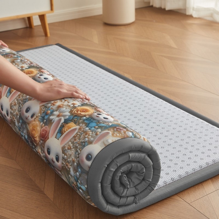 91家纺网 家纺一手货源 找家纺 薇梦蚊帐 2025新款凉感丝印花地垫 萌萌兔