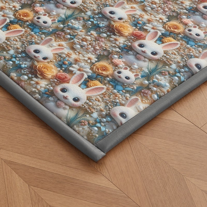 91家纺网 家纺一手货源 找家纺 薇梦蚊帐 2025新款凉感丝印花地垫 萌萌兔