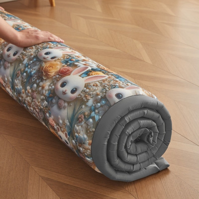 91家纺网 家纺一手货源 找家纺 薇梦蚊帐 2025新款凉感丝印花地垫 萌萌兔