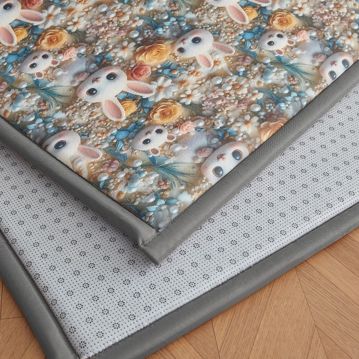 91家纺网 家纺一手货源 找家纺 薇梦蚊帐 2025新款凉感丝印花地垫 萌萌兔