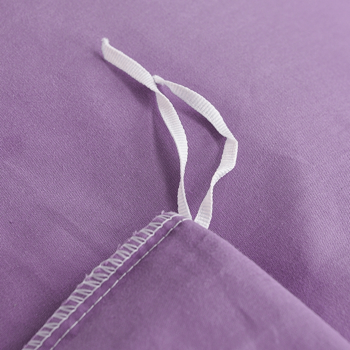 91家纺网 家纺一手货源 找家纺 宇彬家纺 2025新款直播热款13374全棉母婴级绣花字母款被套床单纯色重工清新四件套贡缎新疆长绒 Min-典雅紫