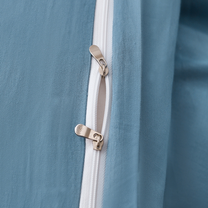 91家纺网 家纺一手货源 找家纺 宇彬家纺 2025新款直播热款13374全棉母婴级绣花字母款被套床单纯色重工清新四件套贡缎新疆长绒 Min-宾利蓝