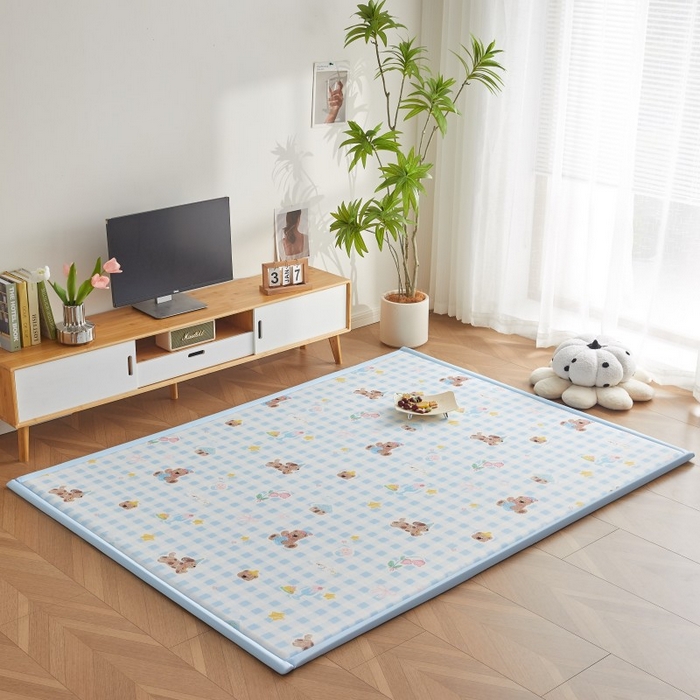 91家纺网 家纺一手货源 找家纺 薇梦蚊帐 2025新款凉感丝印花地垫 甜梦小熊