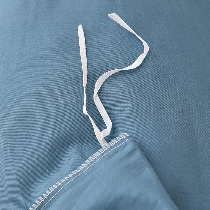 91家纺网 家纺一手货源 找家纺 宇彬家纺 2025新款直播热款13374全棉母婴级绣花字母款被套床单纯色重工清新四件套贡缎新疆长绒 Min-宾利蓝