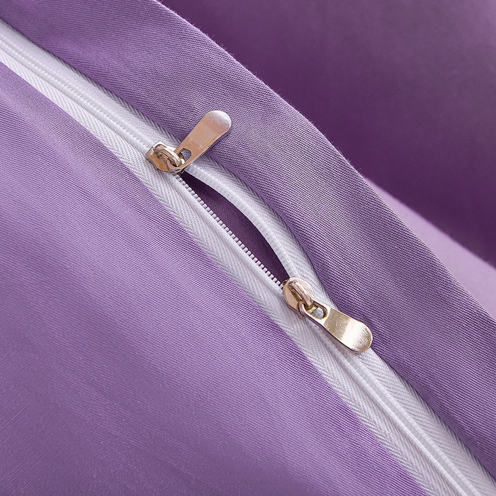 91家纺网 家纺一手货源 找家纺 宇彬家纺 2025新款直播热款13374全棉母婴级绣花字母款被套床单纯色重工清新四件套贡缎新疆长绒 Min-典雅紫