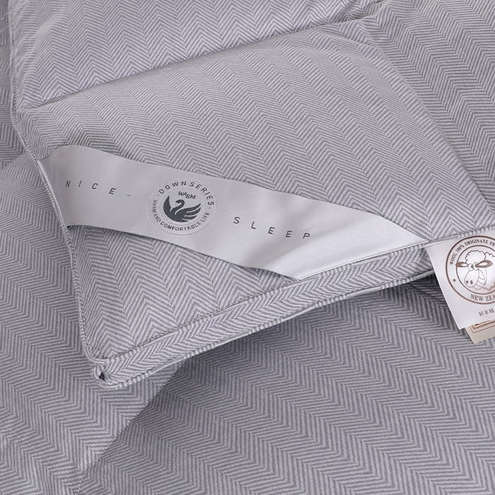 91家纺网 家纺一手货源 找家纺 呆头鹅羽绒工厂店 2025新款80支羊绒棉千鸟格羽绒被 白鹅绒鸭绒被子被芯羽绒工厂店 蓝灰千鸟格