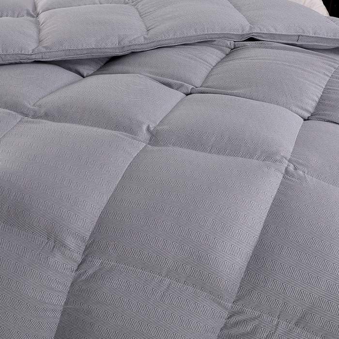 91家纺网 家纺一手货源 找家纺 呆头鹅羽绒工厂店 2025新款80支羊绒棉千鸟格羽绒被 白鹅绒鸭绒被子被芯羽绒工厂店 蓝灰千鸟格