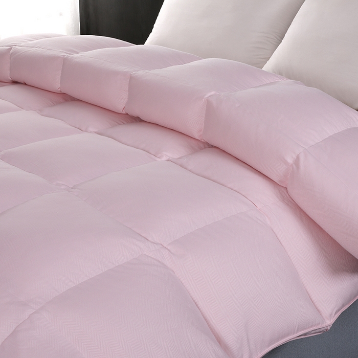 91家纺网 家纺一手货源 找家纺 呆头鹅羽绒工厂店 2025新款80支羊绒棉千鸟格羽绒被 白鹅绒鸭绒被子被芯羽绒工厂店 粉红千鸟格