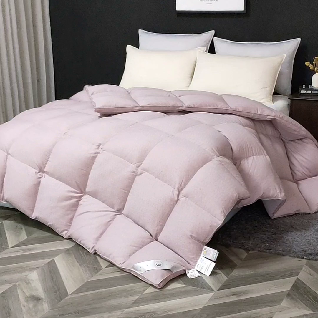 91家纺网 家纺一手货源 找家纺 呆头鹅羽绒工厂店 2025新款80支羊绒棉千鸟格羽绒被 白鹅绒鸭绒被子被芯羽绒工厂店 西红千鸟格