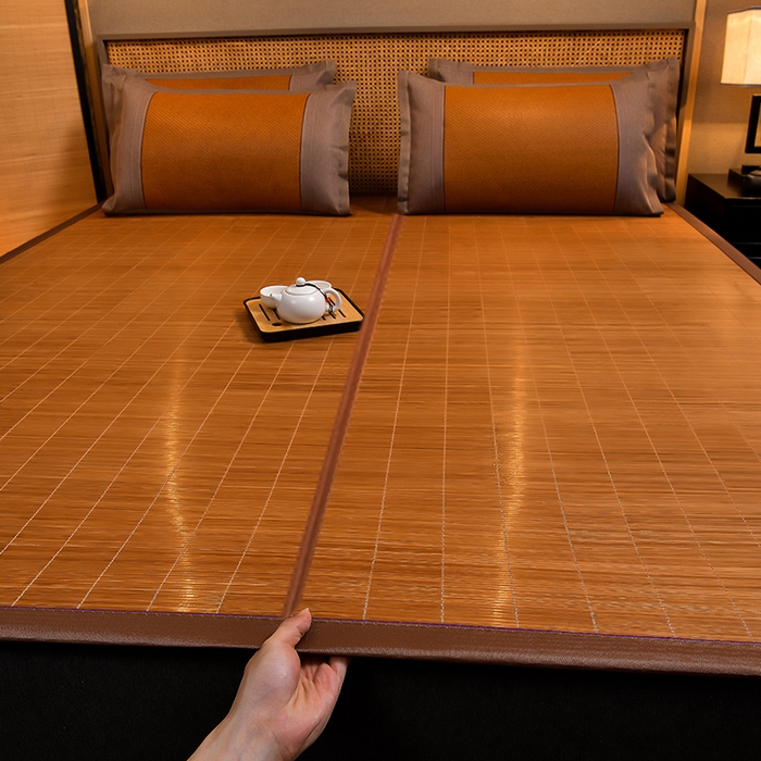 91家纺网 家纺一手货源 找家纺 苏迪网销供货 2025新款竹韵清凉国风水墨碳化竹席 水墨碳化对折款